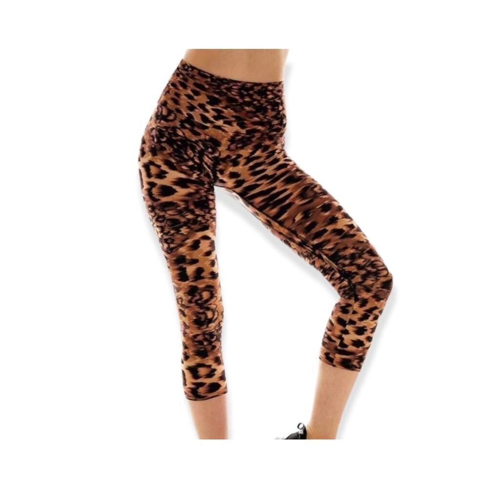K-DEER Leopard Print High-Waisted Capri Yoga Leggings XS